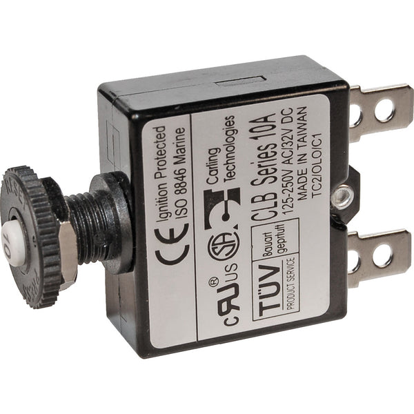 Blue Sea 7054 10A Push Button Thermal with Quick Connect Terminals [7054] - Image 1