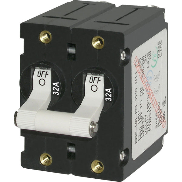 Blue Sea 7295 A-Series Double Pole Toggle - 32A - White [7295] - Image 1