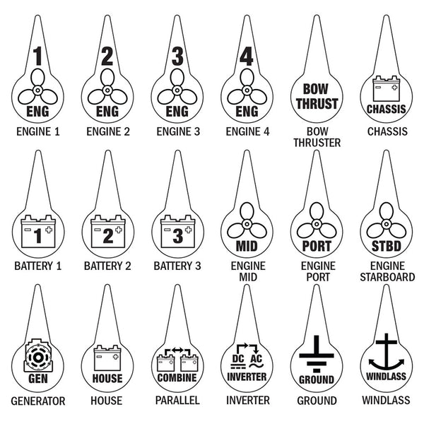 Blue Sea 7902 Icon Circuit Identification Label Kit for Battery Switches [7902] - Image 1