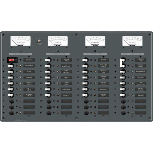 Blue Sea 8095 AC Main +8 Positions / DC Main +29 Positions Toggle Circuit Breaker Panel   (White Switches) [8095] - Image 1