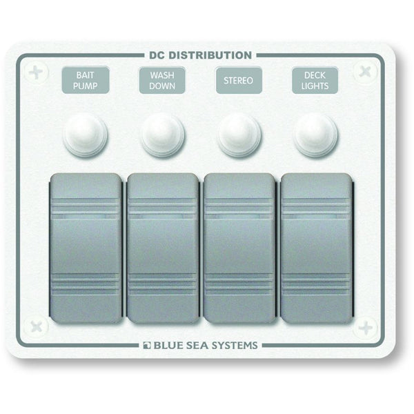 Blue Sea 8272 Water Resistant Panel - 4 Position - White - Horizontal Mount [8272] - Image 1