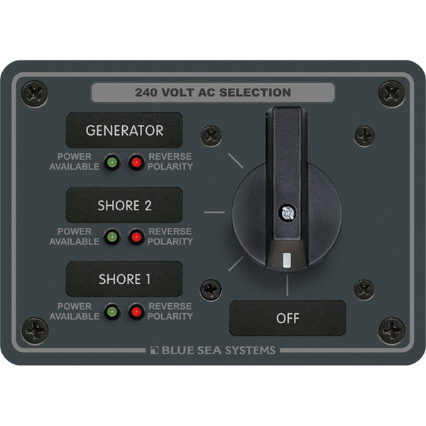 Blue Sea 8361 AC Rotary Switch Panel 65 Ampere 3 Positions  OFF 3 Pole 8361
