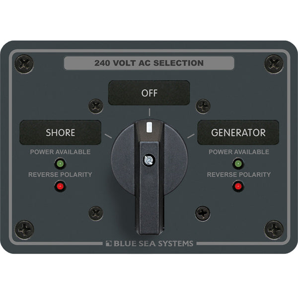 Blue Sea 8363 AC Rotary Switch Panel 65 Ampere 2 Positions + OFF, 3 Pole [8363] - Image 1