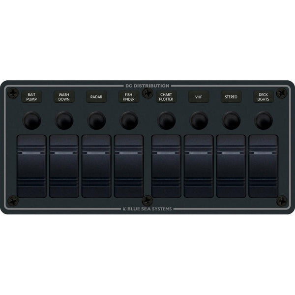 Blue Sea 8371 Water Resistant Panel  8 Position  Black  Horizontal Mount 8371