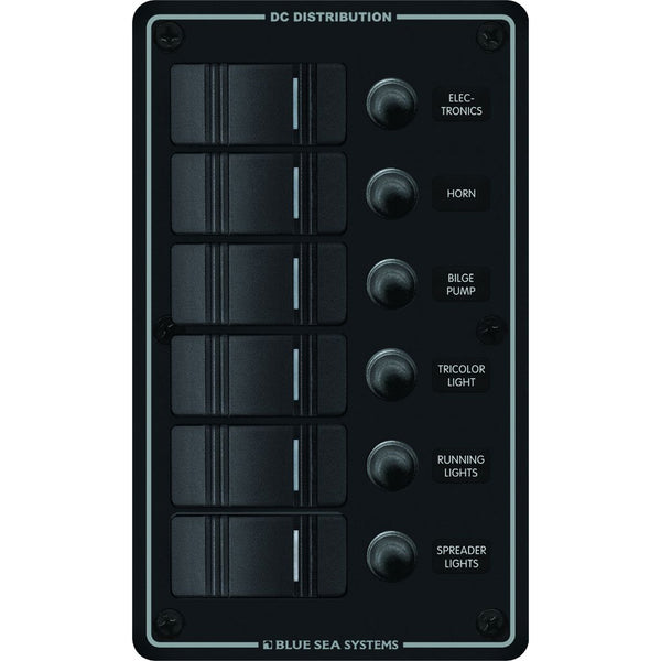 Blue Sea 8373 Water Resistant 6 Position - Black - Vertical Mount Panel [8373] - Image 1