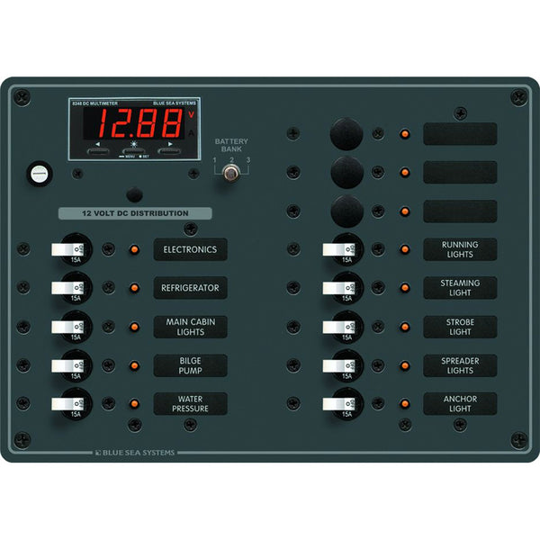 Blue Sea 8403 DC Panel 13 Position w/ Multimeter [8403] - Image 1