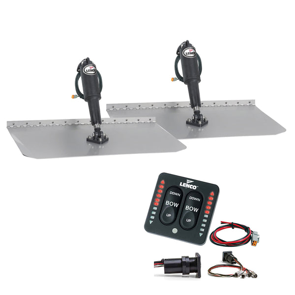 Lenco 12 x 12 Standard Trim Tab Kit wLED Integrated Switch Kit 12V 15109103