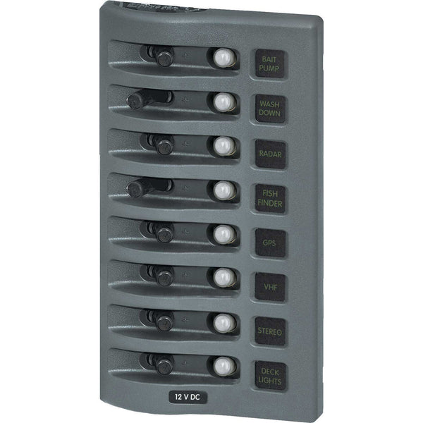 Blue Sea 4378 WeatherDeck Water Resistant Circuit Breaker Panel - 8 Position - Grey [4378] - Image 1