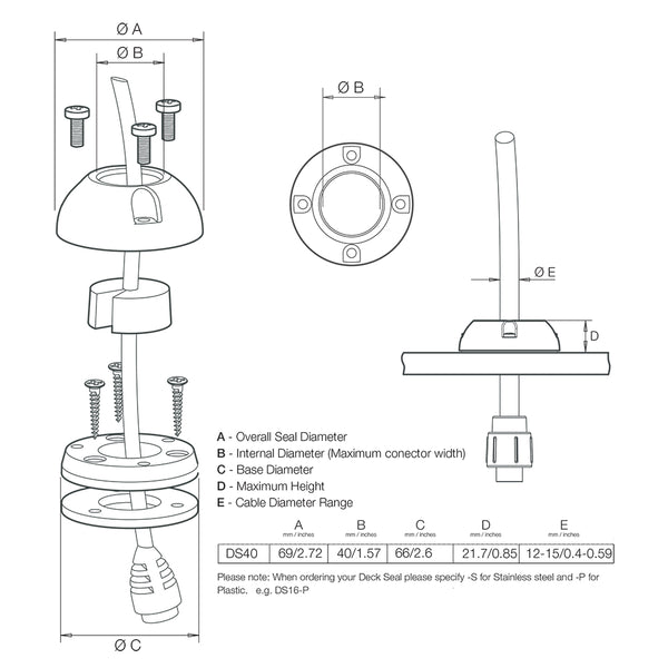 Scanstrut DS40-P Vertical Cable Seal [DS40-P] - Image 2