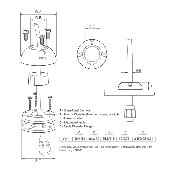 Scanstrut DS16-S Vertical Cable Seal - Stainless Steel [DS16-S] - Image 2
