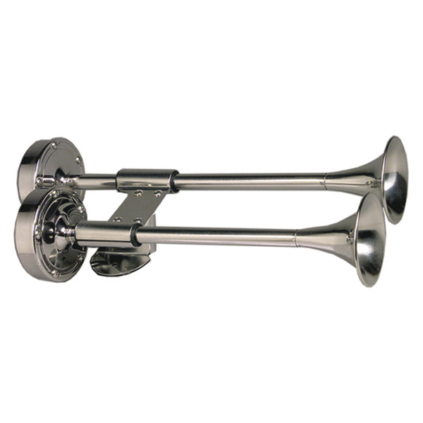 Schmitt Marine Deluxe All-Stainless Shorty Dual Trumpet Horn - 12V [10012] - Image 1