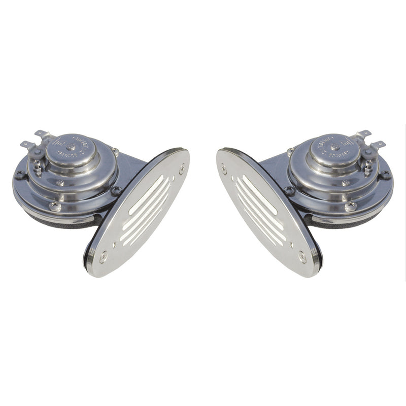 Schmitt Marine Mini Stainless Steel Dual Drop-In Horn w/Stainless Steel Grills High  Low Pitch [10055]