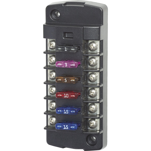 Blue Sea 5037 ST Blade Fuse Block w/o Cover - 6 Circuit Independent w/o Negative Bus [5037] - Image 1