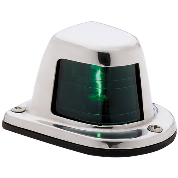 Attwood 1-Mile Deck Mount, Green Sidelight - 12V - Stainless Steel Housing [66319G7] - Image 1