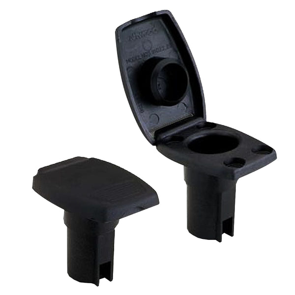 Attwood Oval 2-Pin Base f/Angled Pole - Black [91022-7] - Image 1