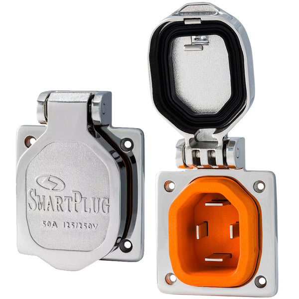 SmartPlug 50 AMP Male Inlet W/Cover - Stainless Steel [BM50S] - Image 1