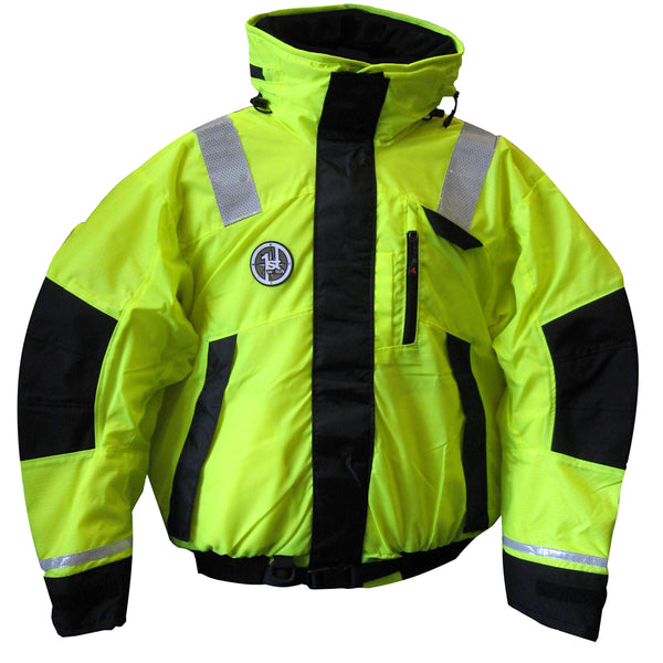 First Watch AB1100 Flotation Bomber Jacket  HiVis YellowBlack  XL  AB1100HVXL
