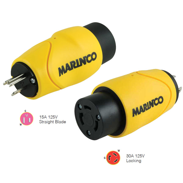 Marinco Straight Adapter 15Amp Straight Male to 30Amp Locking Female Connector [S15-30] - Image 1