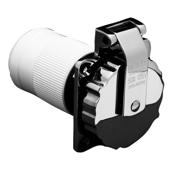 Marinco 6371EL-B 50Amp/125V Stainless Steel Inlet [6371EL-B] - Image 1