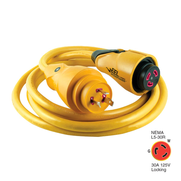Marinco CS30-12 EEL 30A 125V Shore Power Cordset - 12' - Yellow [CS30-12] - Image 1