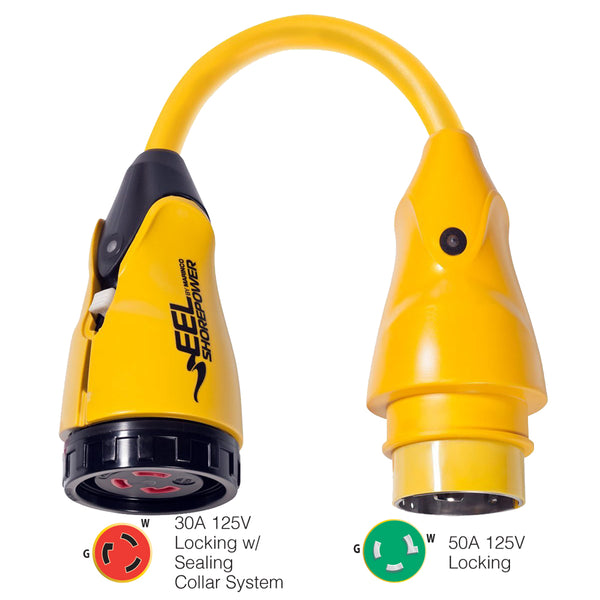 Marinco P503-30 EEL 30A-125V Female to 50A-125V Male Pigtail Adapter - Yellow [P503-30] - Image 1