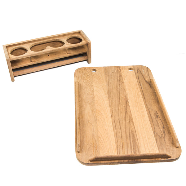 Whitecap Teak Drinkholder w/Removable Cockpit Table Top - Holds 4 Glasses [61394C] - Image 2