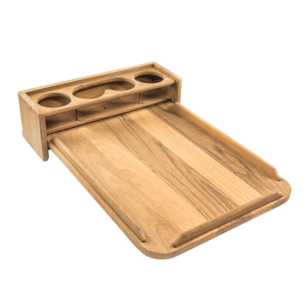 Whitecap Teak Drinkholder w/Removable Cockpit Table Top - Holds 4 Glasses [61394C] - Image 1