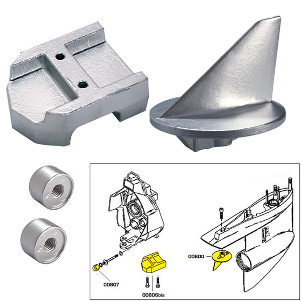 Tecnoseal Anode Kit w/Hardware - Mercury Alpha 1 Gen 1 - Magnesium [20800MG] - Image 1