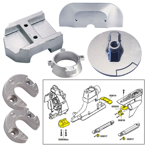 Tecnoseal Anode Kit w/Hardware - Mercury Alpha 1 Gen 2 - Aluminum [20801AL] - Image 1
