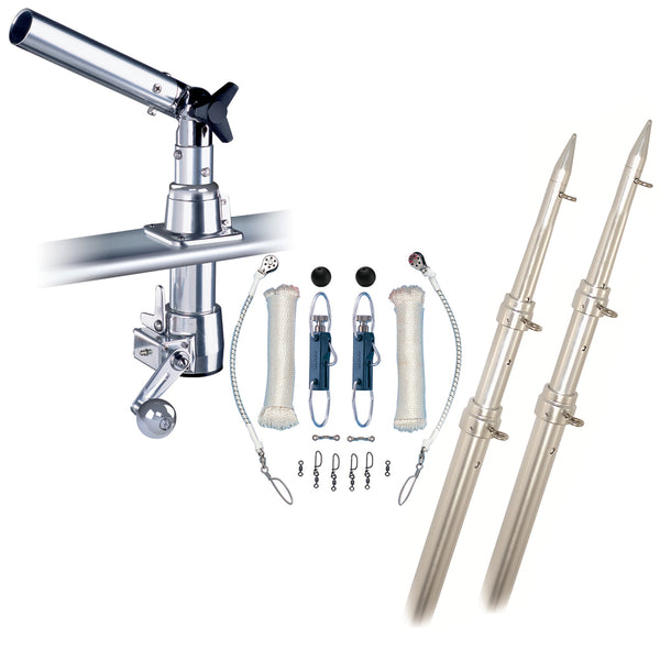 Rupp Z-30 Top Gun Outrigger Kit w/15' Telescoping Poles & Complete Single Line Rigging Kit w/Klickers Release Clips [Z30-TPGN-15T] - Image 1