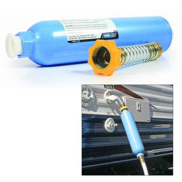 Camco TastePURE KDF/Carbon Water Filter w/Flexible Hose Protector [40043] - Image 1