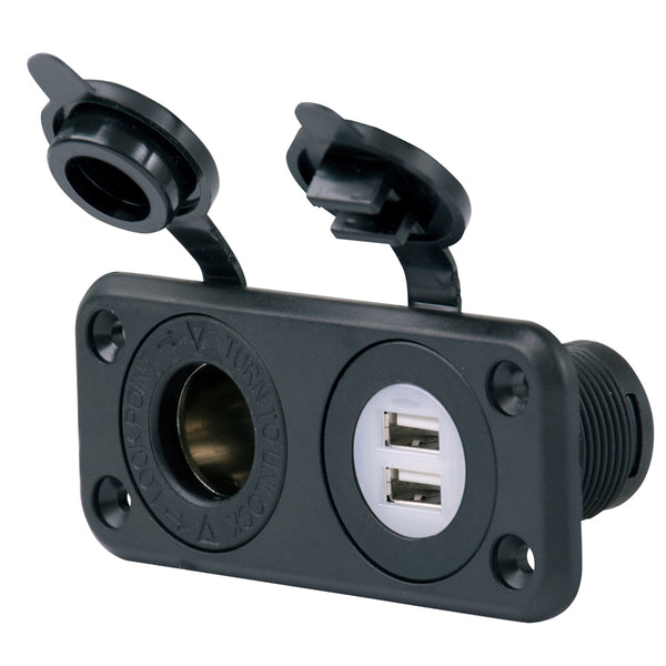 Marinco SeaLink Deluxe Dual USB Charger & 12V Receptacle [12VCOMBO] - Image 1