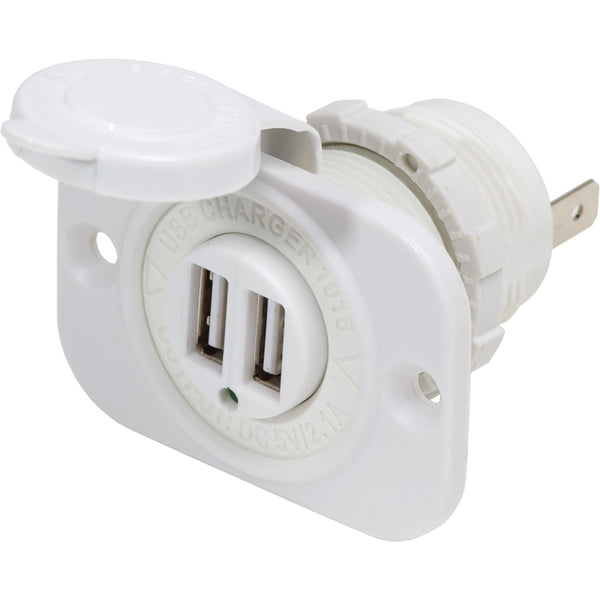 Blue Sea 12V DC Dual USB Charger Socket - White [1016200] - Image 1