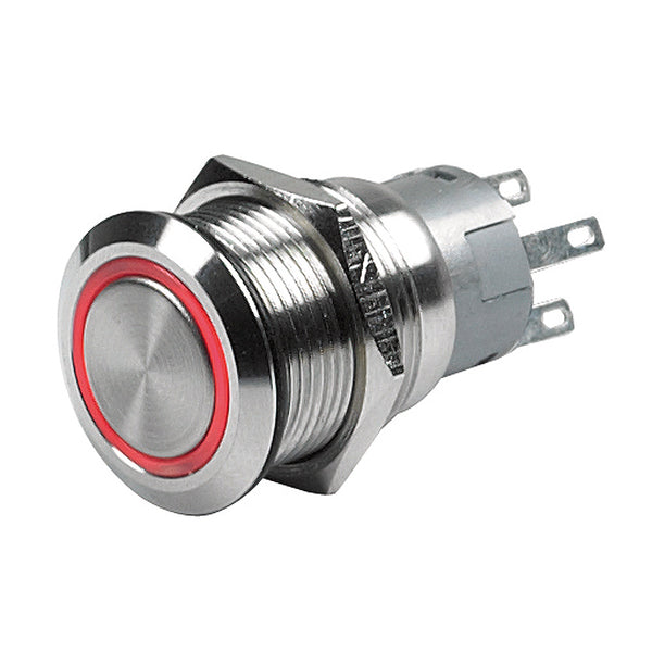 Marinco Push Button Switch - 24V Latching On/Off - Red LED [80-511-0005-01] - Image 1