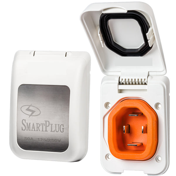 SmartPlug 50 AMP Male Non-Metallic Inlet Cover - White [BM50PW] - Image 1