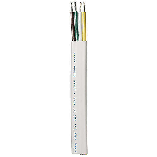 Ancor Trailer Cable - 16/4 AWG - Yellow/White/Green/Brown - Flat - 100' [154010] - Image 1