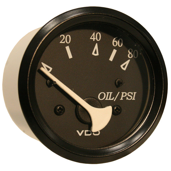 VDO Cockpit Marine Oil Pressure Gauge - 80 PSI - Black Dial/Bezel [350-11800] - Image 1