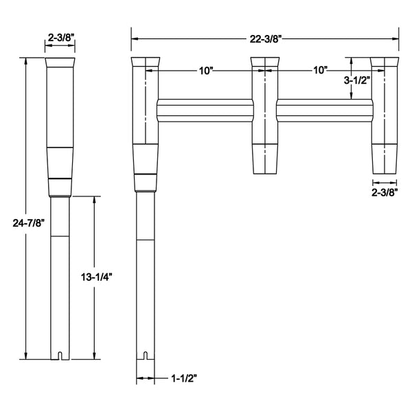 TACO Deluxe Trident Rod Holder Cluster Offset [F31-0781BXY-1] - Image 2