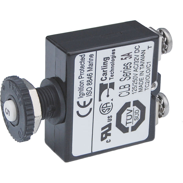 Blue Sea Push Button Reset Only Screw Terminal Circuit Breaker - 5 Amps [2130] - Image 1