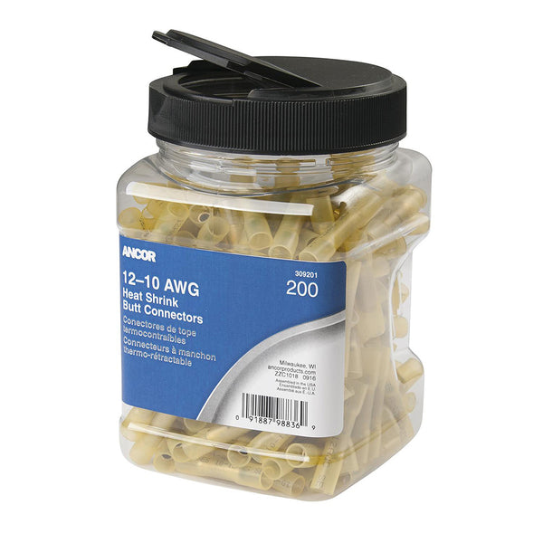 Ancor 12-10 AWG Heat Shrink Butt Connector - 200-Pieces - Jar [309201] - Image 1