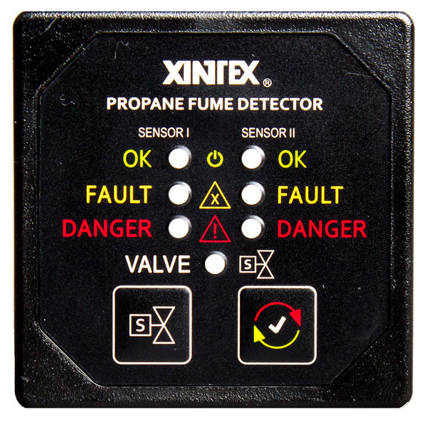 Fireboy-Xintex Propane Fume Detector  Alarm w/2 Plastic Sensors  Solenoid Valve - Square Black Bezel Display [P-2BS-R] - Image 1