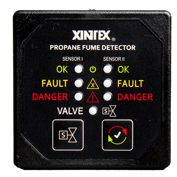 Fireboy-Xintex Propane Fume Detector w/2 Plastic Sensors - No Solenoid Valve - Square Black Bezel Display [P-2BNV-R] - Image 1