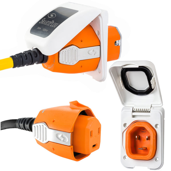 SmartPlug 30 AMP Inlet  Female Cord Connector Combo - White [B30ASSYPW] - Image 1