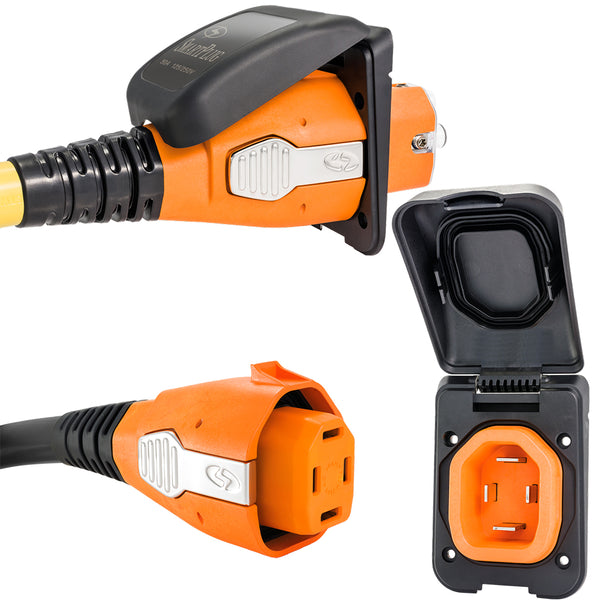 SmartPlug 50 AMP Inlet  Female Cord Connector Combo - Black [B50ASSYPB] - Image 1