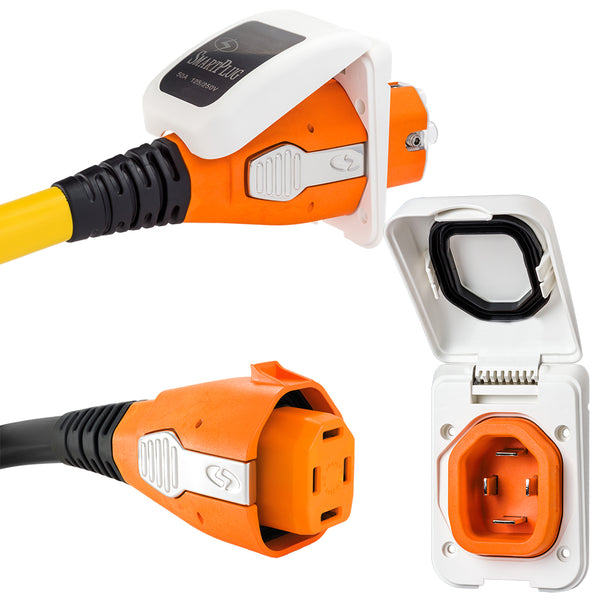 SmartPlug 50 AMP Inlet  Female Cord Connector Combo - White [B50ASSYPW] - Image 1