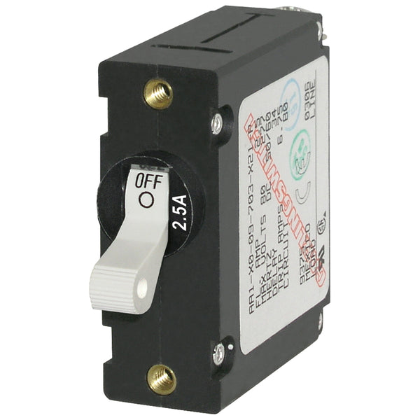 Blue Sea 7197 A-Series White Toggle Circuit Breaker - Single Pole 2.5A [7197] - Image 1
