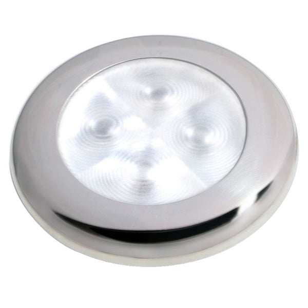 Hella Marine Slim Line LED 'Enhanced Brightness' Round Courtesy Lamp - White LED - Stainless Steel Bezel - 12V [980500521] - Image 1