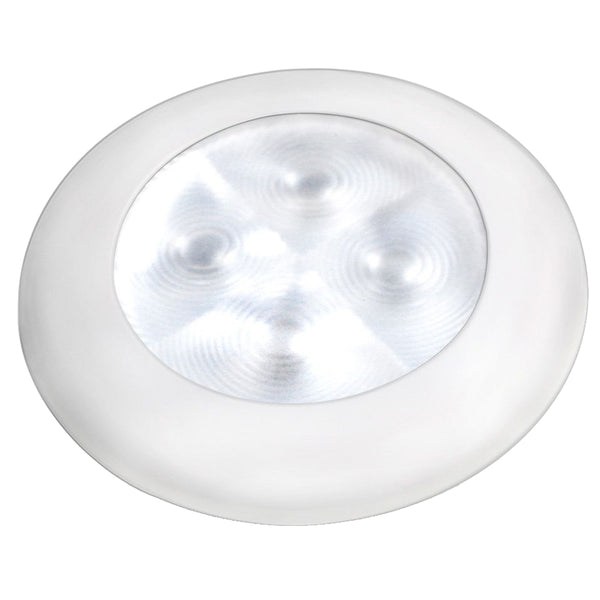 Hella Marine Slim Line LED 'Enhanced Brightness' Round Courtesy Lamp - White LED - White Plastic Bezel - 12V [980500541] - Image 1