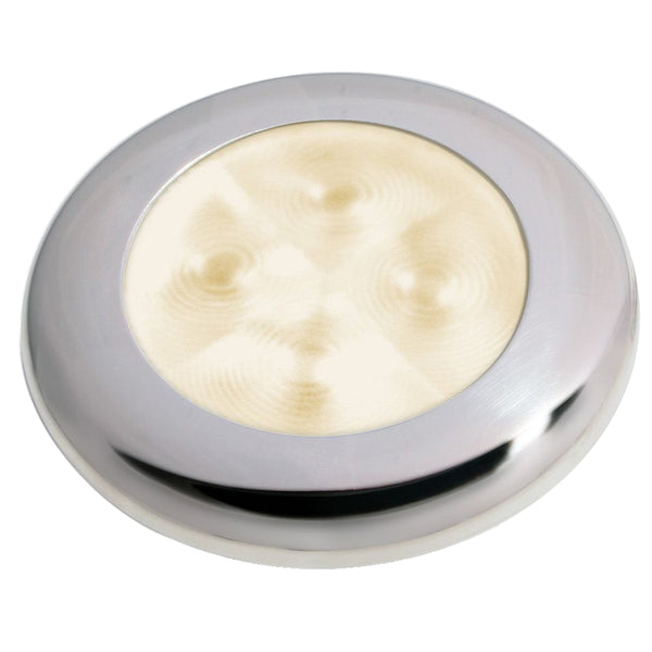 Hella Marine Slim Line LED 'Enhanced Brightness' Round Courtesy Lamp - Warm White LED - Stainless Steel Bezel - 12V [980500721] - Image 1