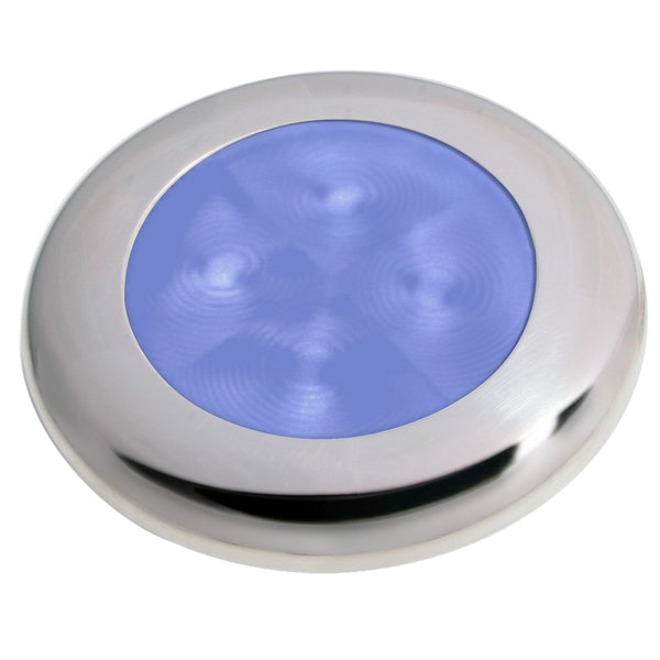 Hella Marine Slim Line LED 'Enhanced Brightness' Round Courtesy Lamp - Blue LED - Stainless Steel Bezel - 12V [980502221] - Image 1